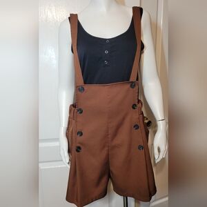 Shein Brown Suspender Romper/ Shorts